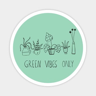 Green Vibes Quote, Potted Plants, House Plants, Plants Line Drawing Handdrawn Magnet